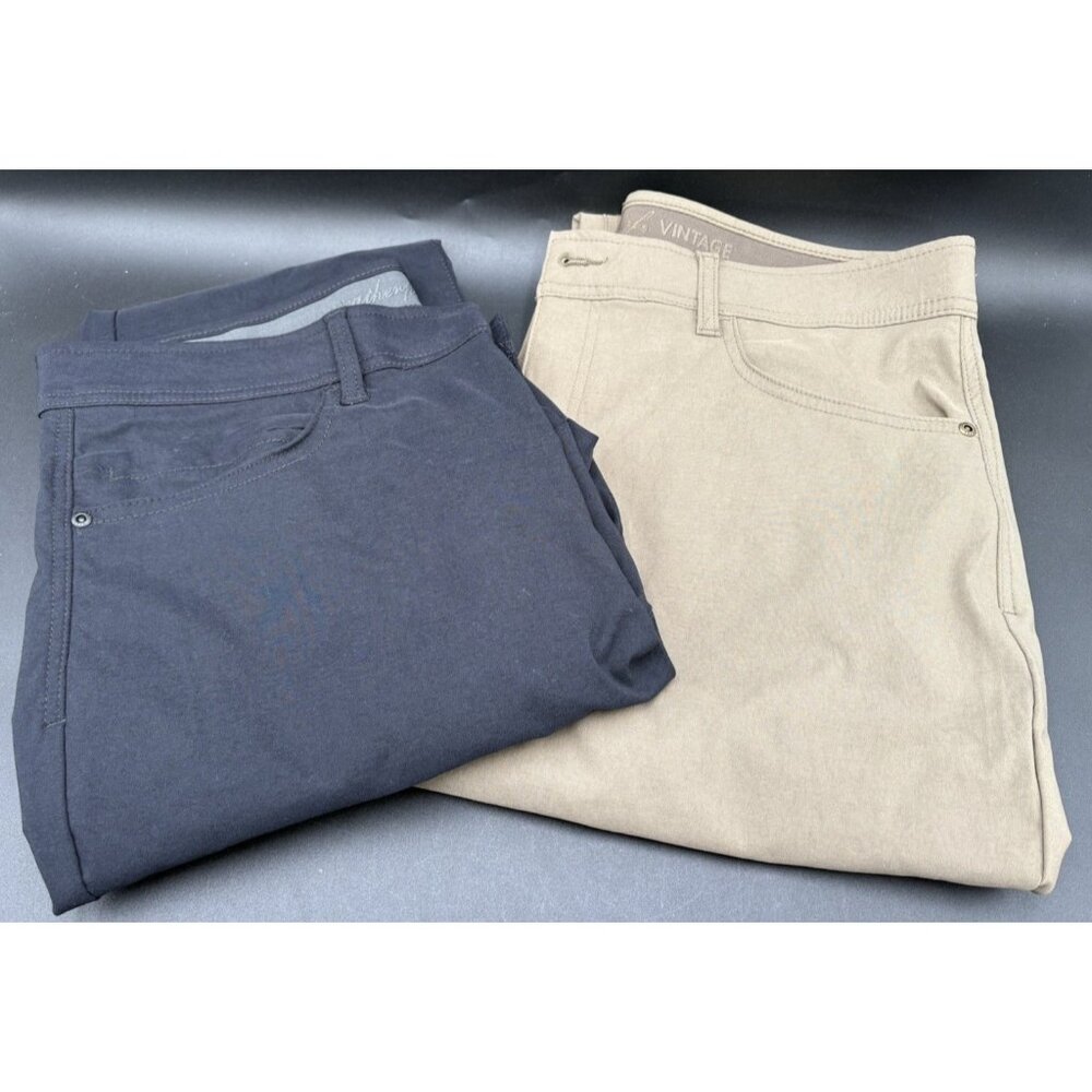 Lot 2-Pair Weatherproof Vintage Tech Pants 36x29 Stretch Nylon Black Beige EUC